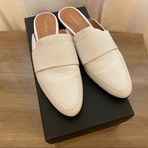 Halogen White Leather Flat Mules